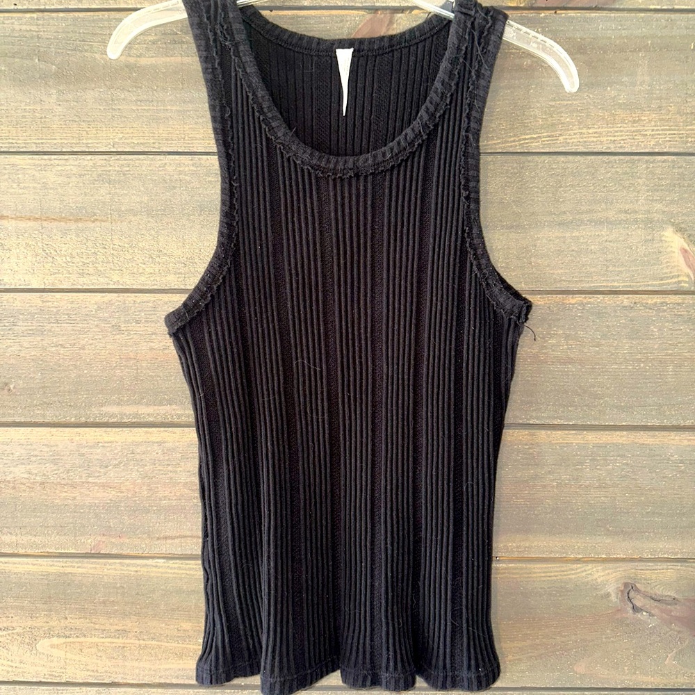 Anthropologie Black Ribbed Tank Top